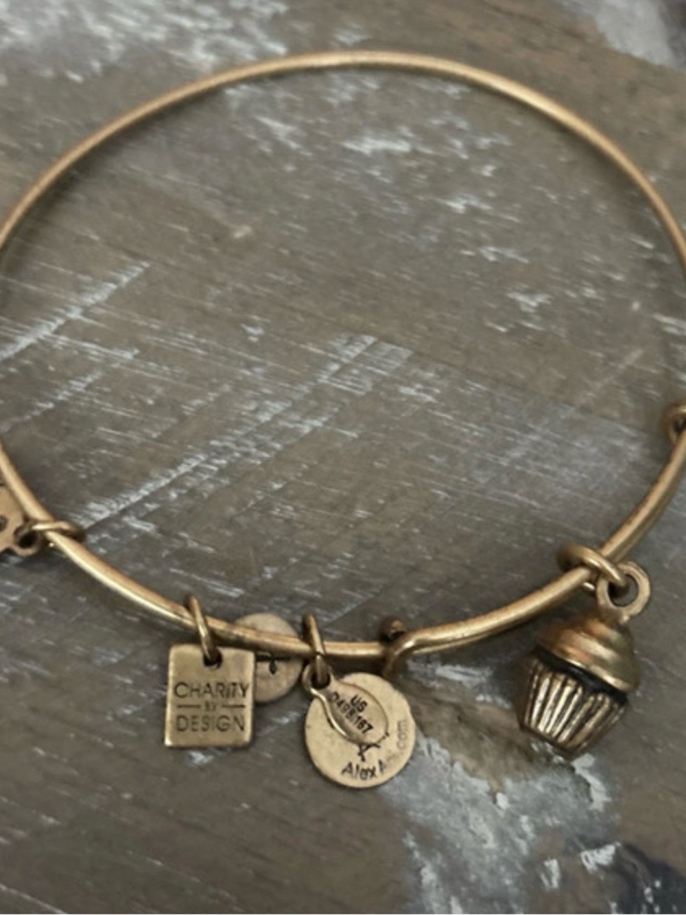 Alex and Ani Gold-Tone Cupcake Charm Bangle Bracelet